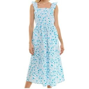 DRAPER JAMES Boho Floral Stretch Flutter Strap Sleeveless Maxi Dress